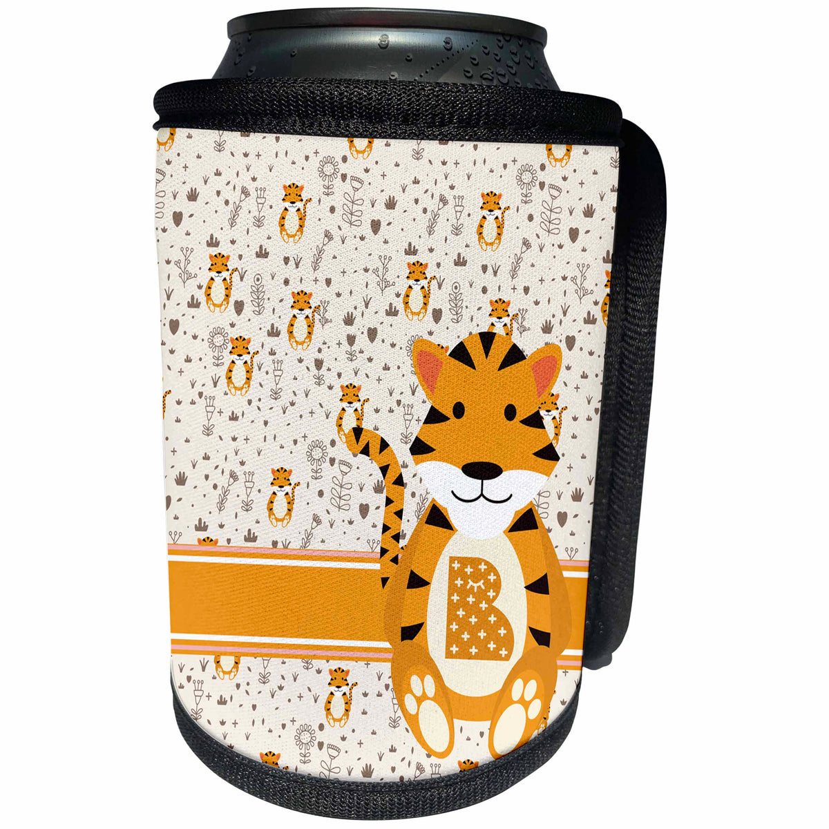 3dRose Uta Naumann Personal Monogram Initials - Letter B Personal Monogram Lion Animal Pattern - Personalized Initial - Can Cooler Bottle Wrap (cc_275201)
