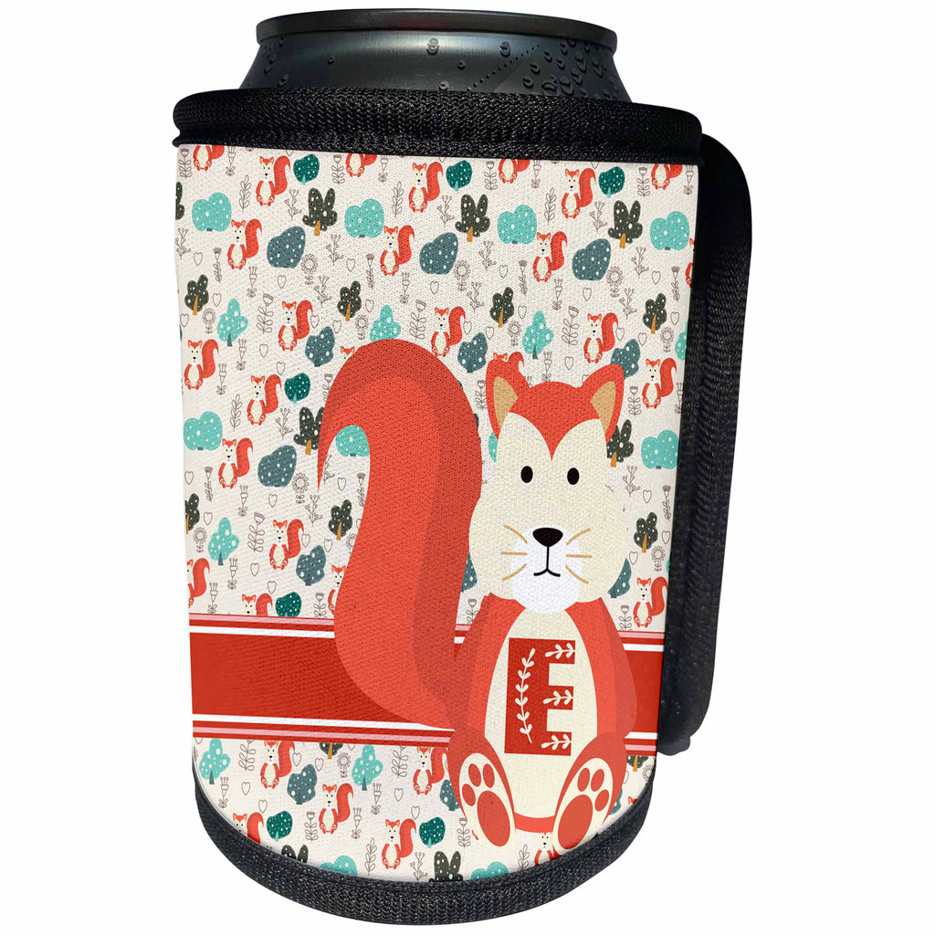 3dRose Uta Naumann Personal Monogram Initials - Letter E Personal Monogram Animal Pattern - Personalized Initial - Can Cooler Bottle Wrap (cc_275204)