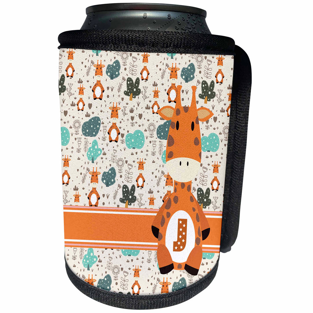 3dRose Uta Naumann Personal Monogram Initials - Letter J Personal Monogram Animal Pattern - Personalized Initial - Can Cooler Bottle Wrap (cc_275209)