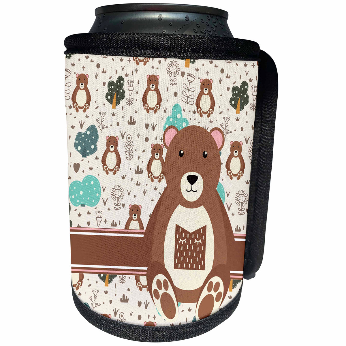 3dRose Uta Naumann Personal Monogram Initials - Letter M Personal Monogram Bear Animal Pattern - Personalized Initial - Can Cooler Bottle Wrap (cc_275212)