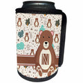 3dRose Uta Naumann Personal Monogram Initials - Letter N Personal Monogram Bear Animal Pattern - Personalized Initial - Can Cooler Bottle Wrap (cc_275213)