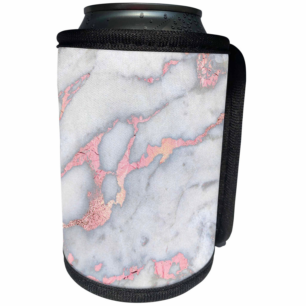 3dRose Uta Naumann Faux Glitter Pattern - Image of Chic Trendy Rose gold Glitter Veins Marble Agate Rock Quartz - Can Cooler Bottle Wrap (cc_275226)