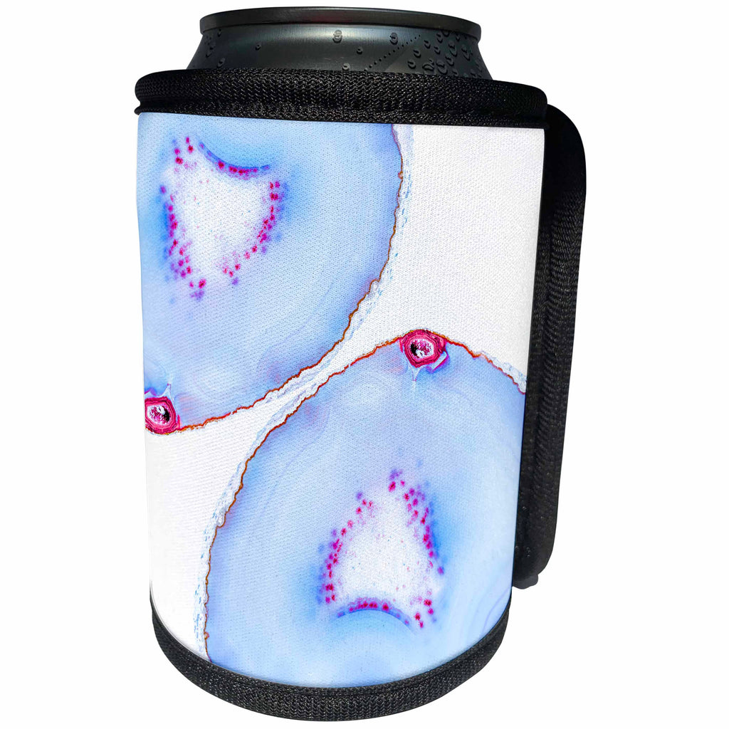 3dRose Uta Naumann Faux Glitter Pattern - Image of Trendy Baby Blue Teal Agate Gemstone Rock Quartz on White - Can Cooler Bottle Wrap (cc_275228)