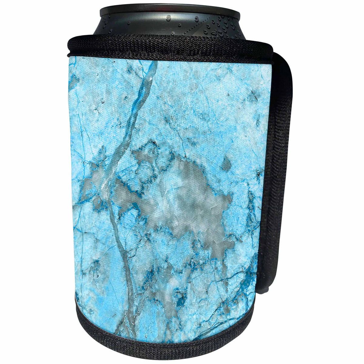3dRose Uta Naumann Faux Glitter Pattern - Image of Luxury Chic Trendy Ice Blue Veins Agate Gemstone Geode Quartz - Can Cooler Bottle Wrap (cc_275230)