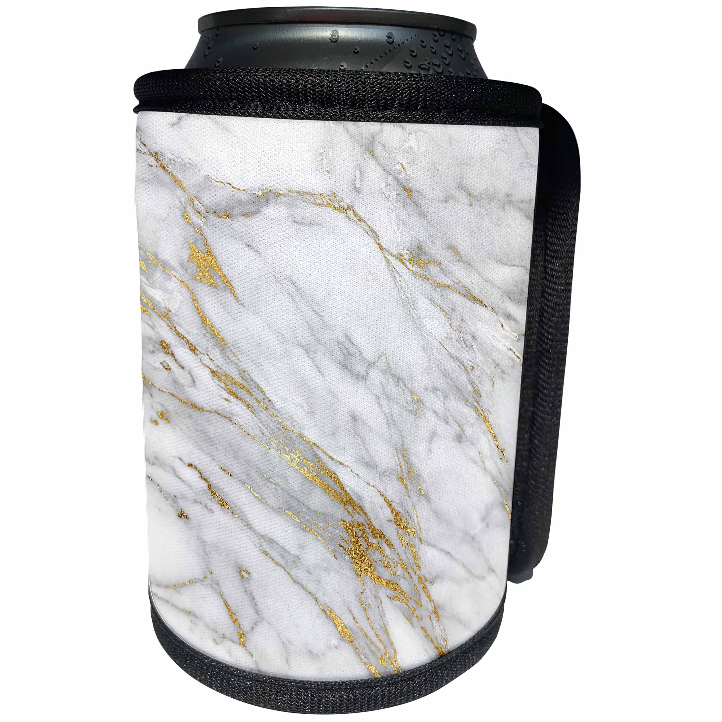 3dRose Uta Naumann Faux Glitter Pattern - Image of Chic Trendy Gold Glitter Veins Marble Agate Gemstone Quartz - Can Cooler Bottle Wrap (cc_275231)