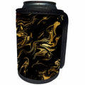 3dRose Uta Naumann Faux Glitter Pattern - Image of Chic Trendy Gold Glitter Veins on Black Marble Agate Gemstone - Can Cooler Bottle Wrap (cc_275232)