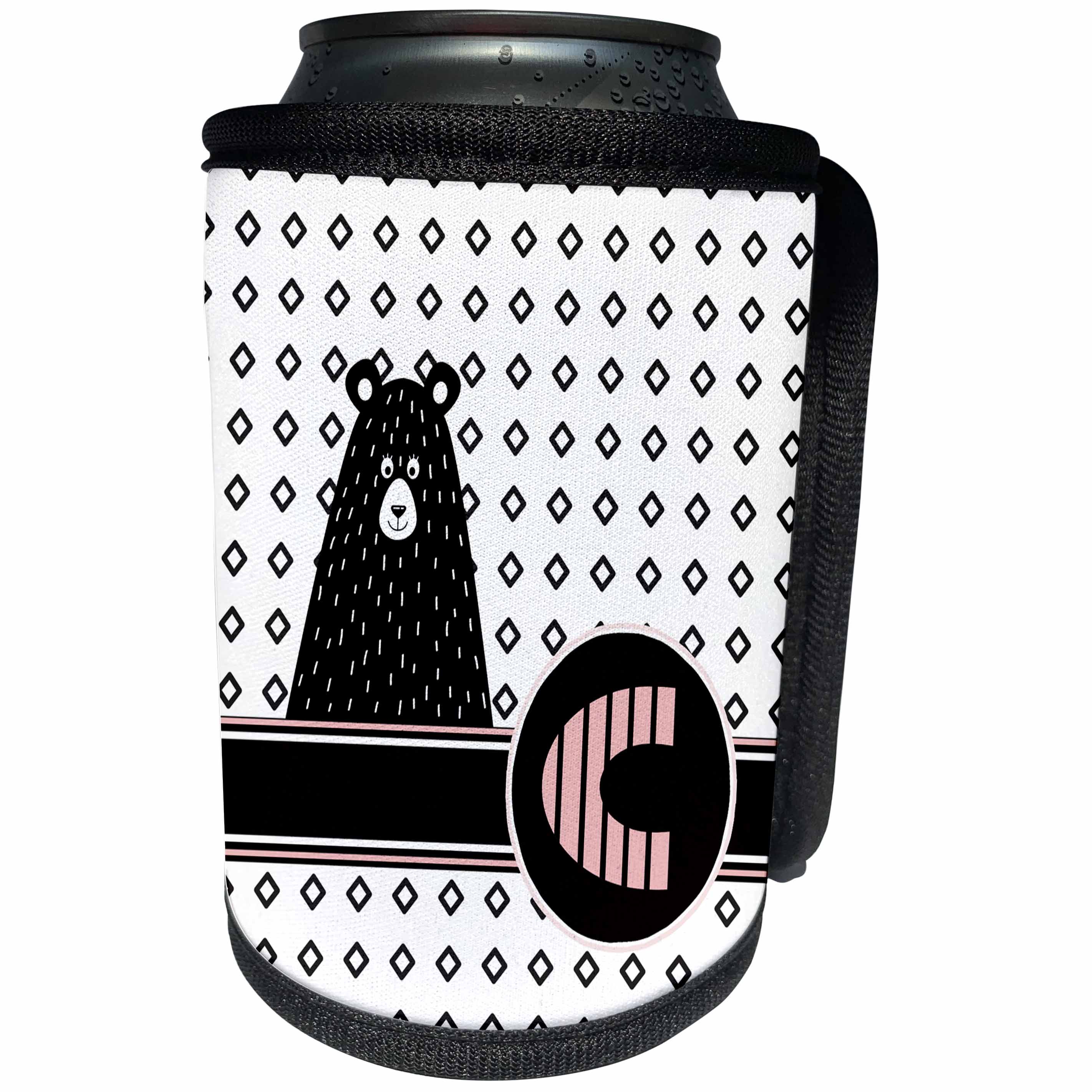 3dRose Uta Naumann Personal Monogram Initials - Letter C Personal Monogram Bear Animal Scandi - Personalized Initial - Can Cooler Bottle Wrap (cc_275238)