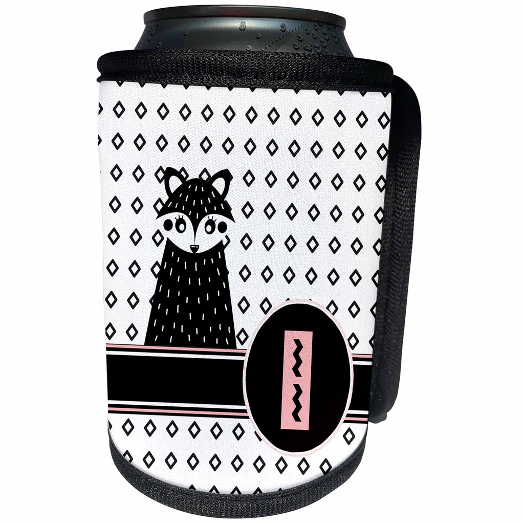 3dRose Uta Naumann Personal Monogram Initials - Letter I Personal Monogram Fox Animal Scandi - Personalized Initial - Can Cooler Bottle Wrap (cc_275244)