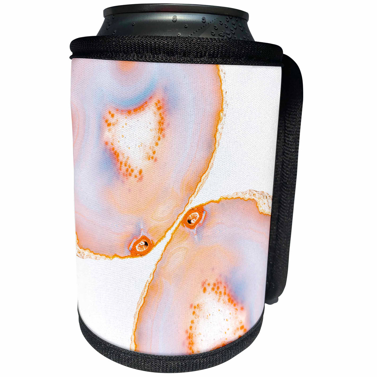 3dRose Uta Naumann Faux Glitter Pattern - Image of Trendy Pink Yellow Agate Gemstone Rock Quartz on White - Can Cooler Bottle Wrap (cc_275262)