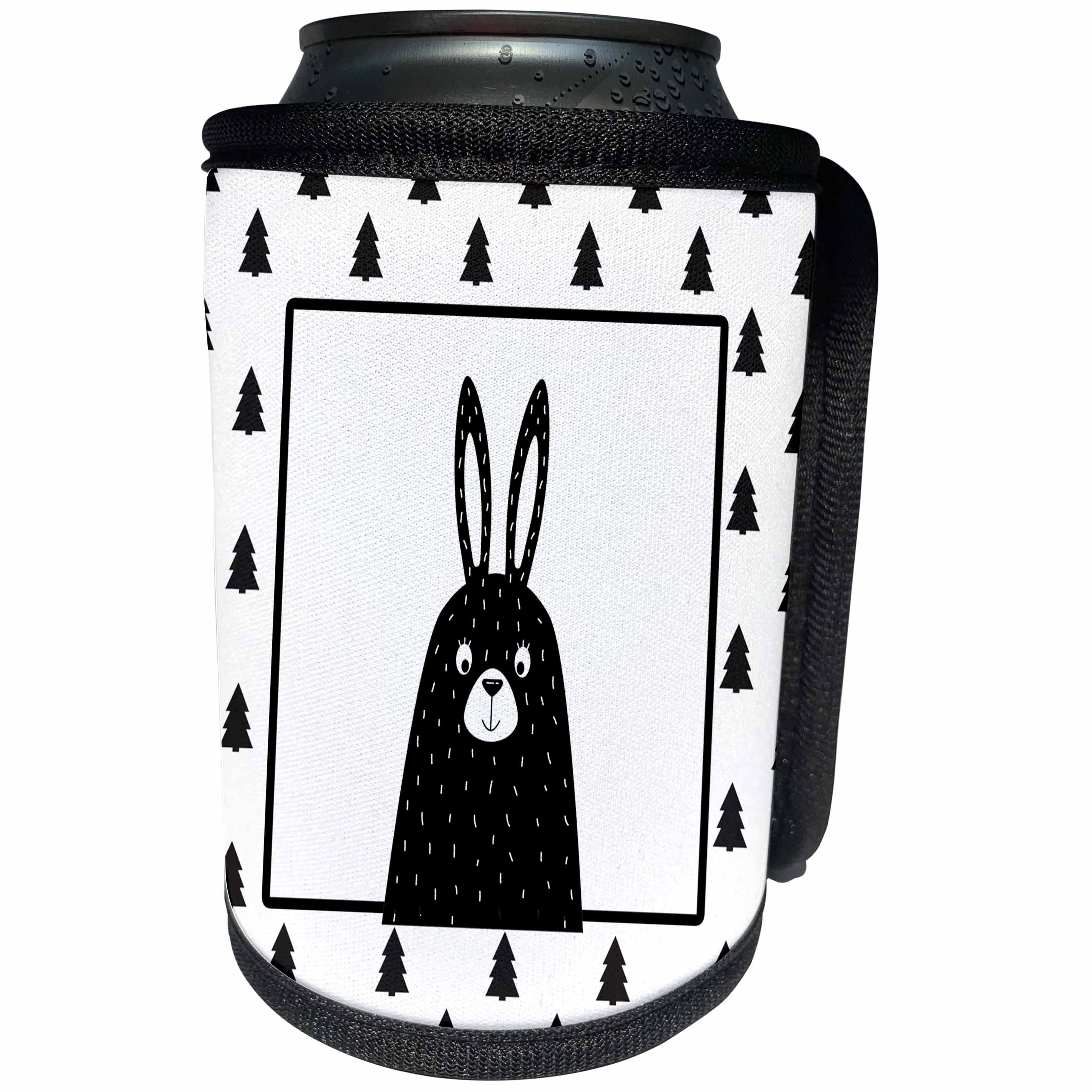 3dRose Uta Naumann Watercolor Illustration Animal - Cute Scandinavian Scandi Animal Illustration-Bunny in Forest - Can Cooler Bottle Wrap (cc_275267)