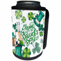 3dRose Uta Naumann Sayings and Typography - Irish Motivational - Happy St Patricks Day-Girl with Clover Pattern - Can Cooler Bottle Wrap (cc_275279)