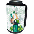 3dRose Uta Naumann Sayings and Typography - Happy St Patricks Day-Girl with Clover Shamrock - Irish Motivational - Can Cooler Bottle Wrap (cc_275281)
