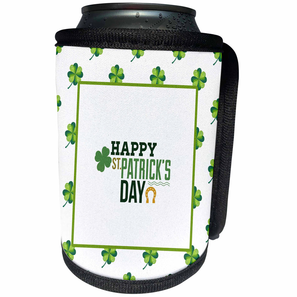 3dRose Uta Naumann Sayings and Typography - Happy St Patricks Day - Irish Motivational St Patricks Day - Can Cooler Bottle Wrap (cc_275285)
