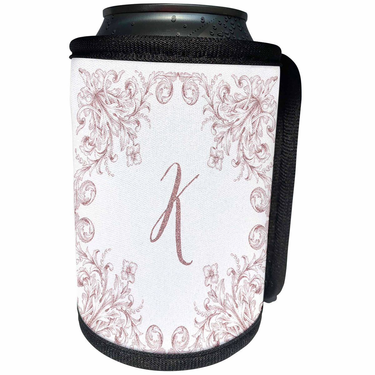 3dRose Uta Naumann Personal Monogram Initials - Letter K Personal Luxury Vintage Glitter Monogram-Personalized Initial - Can Cooler Bottle Wrap (cc_275310)