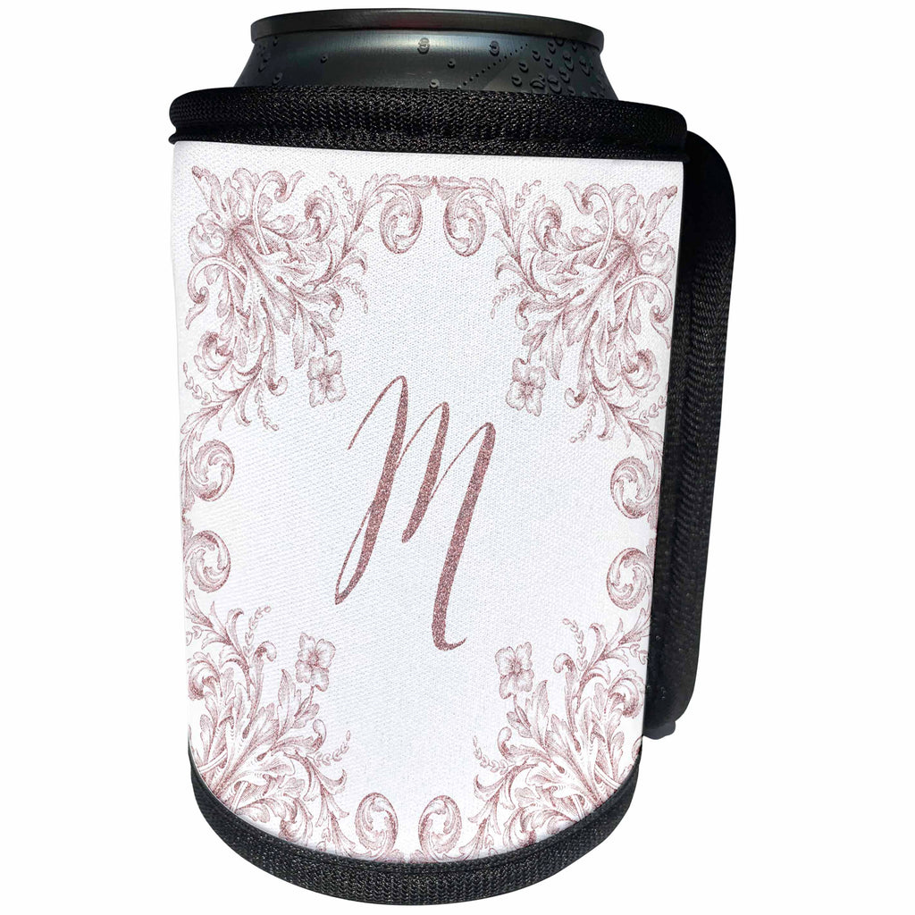 3dRose Uta Naumann Personal Monogram Initials - Letter M Personal Luxury Vintage Glitter Monogram-Personalized Initial - Can Cooler Bottle Wrap (cc_275312)