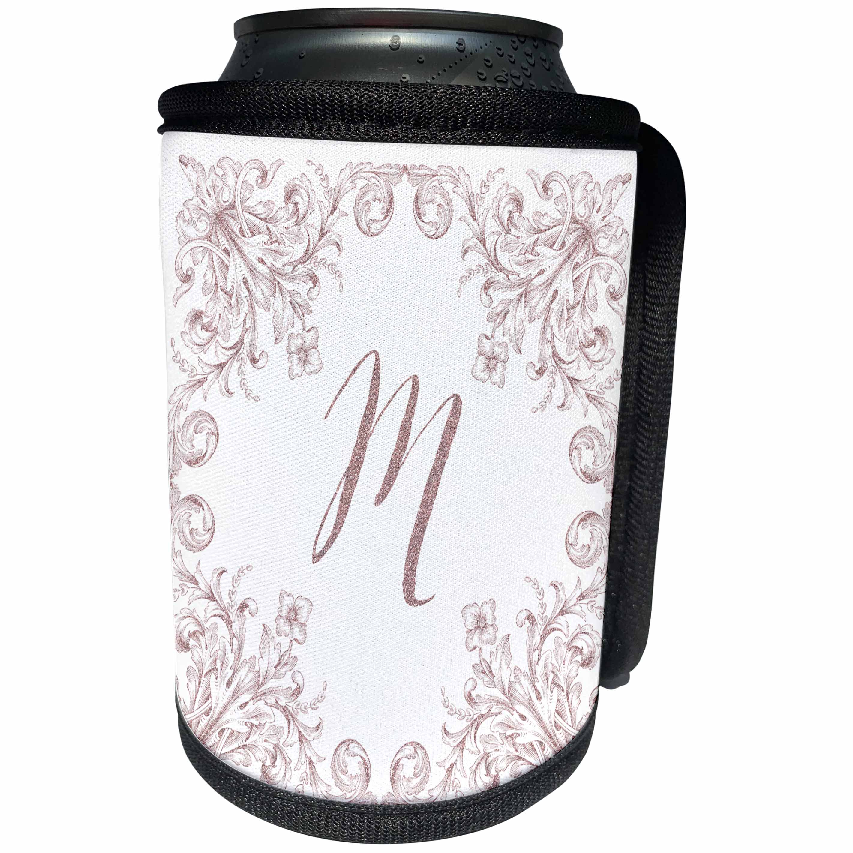 3dRose Uta Naumann Personal Monogram Initials - Letter M Personal Luxury Vintage Glitter Monogram-Personalized Initial - Can Cooler Bottle Wrap (cc_275312)