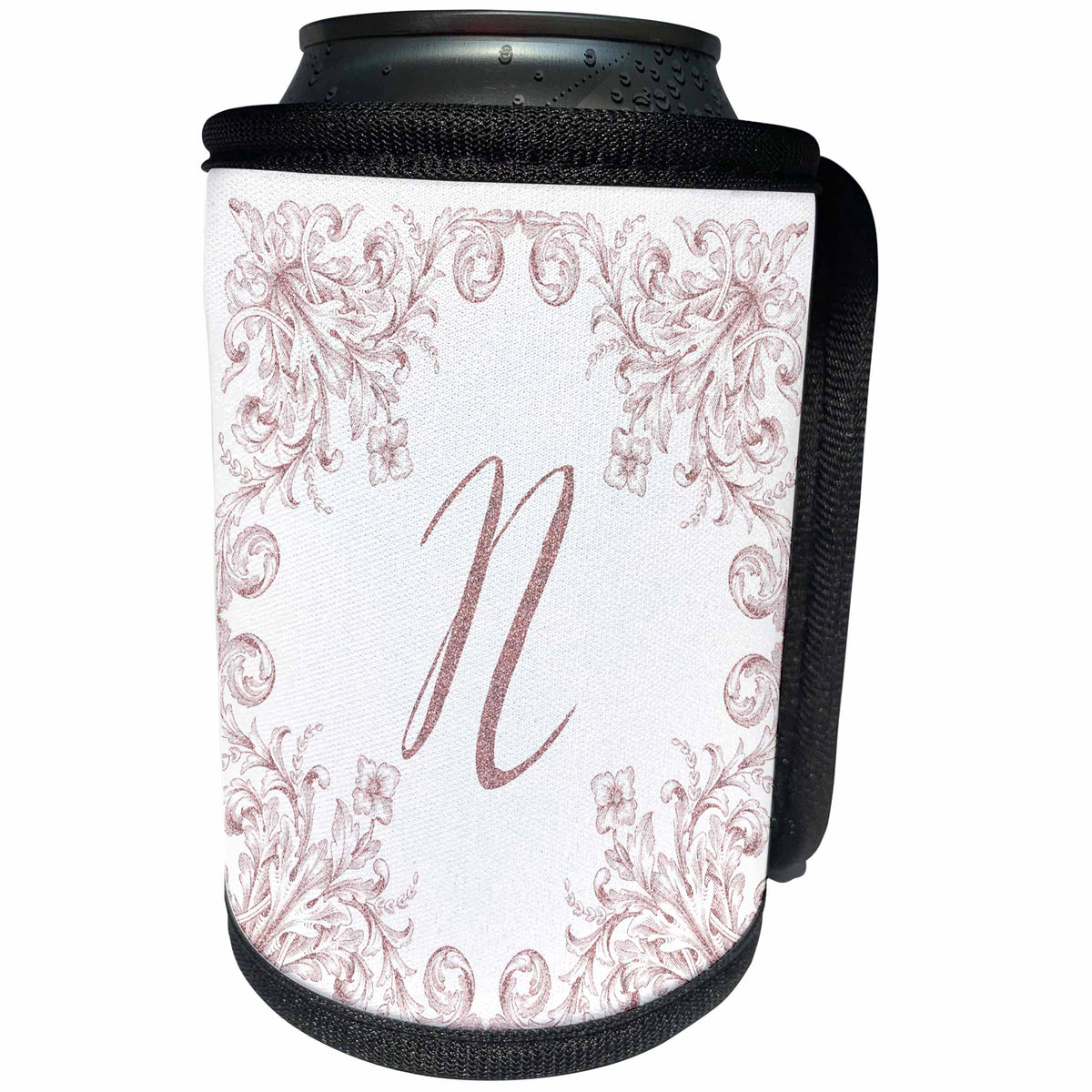 3dRose Uta Naumann Personal Monogram Initials - Letter N Personal Luxury Vintage Glitter Monogram-Personalized Initial - Can Cooler Bottle Wrap (cc_275313)