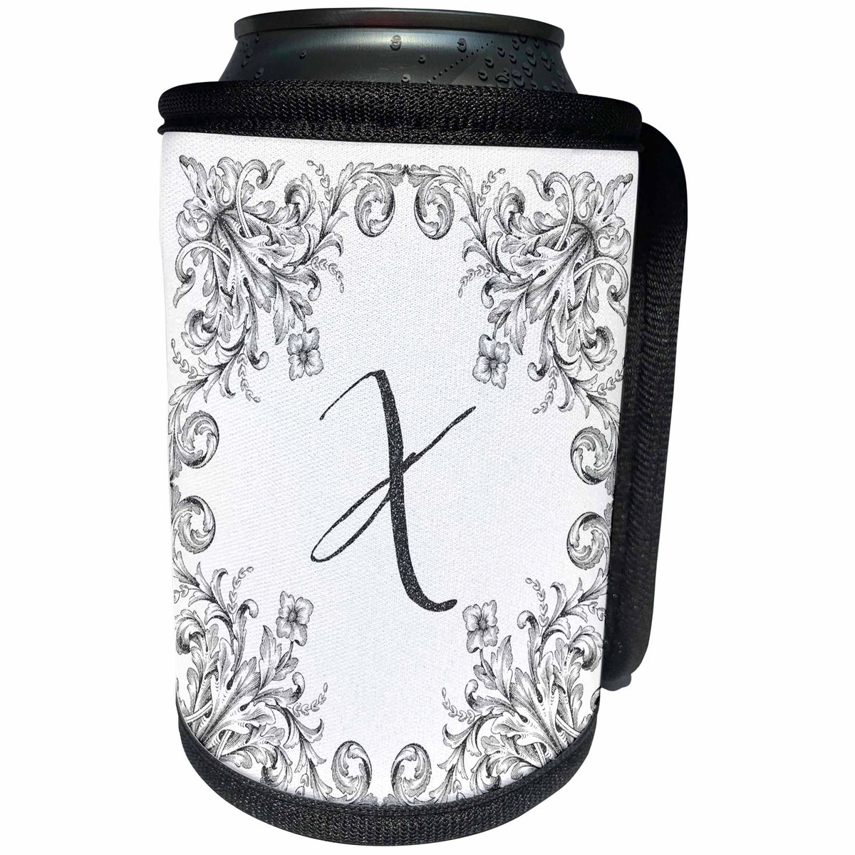3dRose Uta Naumann Personal Monogram Initials - Letter X Personal Luxury Vintage Glitter Monogram-Personalized Initial - Can Cooler Bottle Wrap (cc_275324)