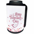 3dRose Uta Naumann Sayings and Typography - Love Hearts Valentine- Pink Happy Valentines Day Typography - Can Cooler Bottle Wrap (cc_275341)