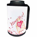 3dRose Uta Naumann Sayings and Typography - I Love You - Love Hearts Valentine- Pink Valentines Day Typography - Can Cooler Bottle Wrap (cc_275342)