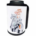 3dRose Uta Naumann Sayings and Typography - Raccoon Love With Heart - Valentines Day Illustration and Typography - Can Cooler Bottle Wrap (cc_275382)