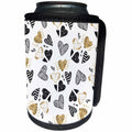 3dRose Uta Naumann Pattern - Image of Gold Hearts and Black Valentines Day- Heart Pattern on White - Can Cooler Bottle Wrap (cc_275391)