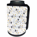3dRose Uta Naumann Pattern - Image of Gold Black Birds Black Valentines Day- Pattern on White - Can Cooler Bottle Wrap (cc_275393)