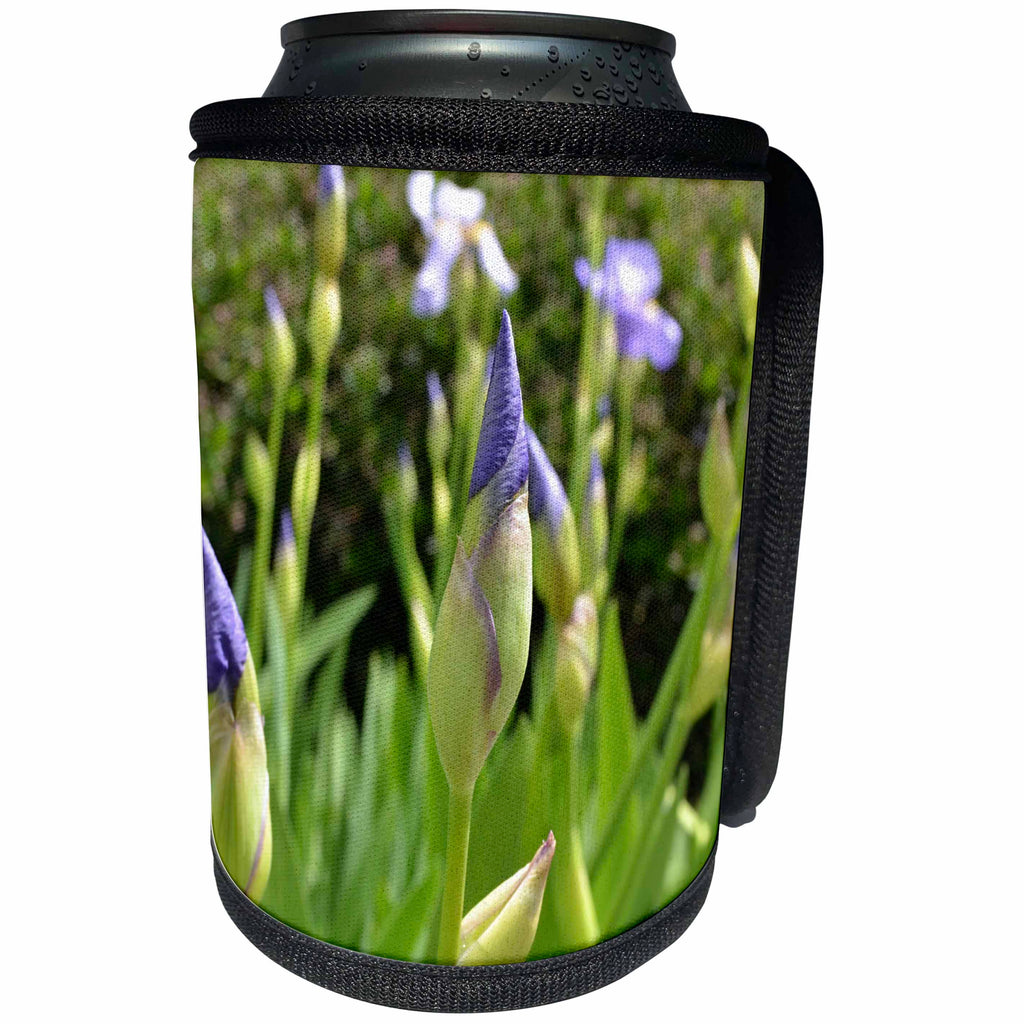 3dRose Patricia Sanders Flowers - Purple Iris Flowers - Can Cooler Bottle Wrap (cc_27540)
