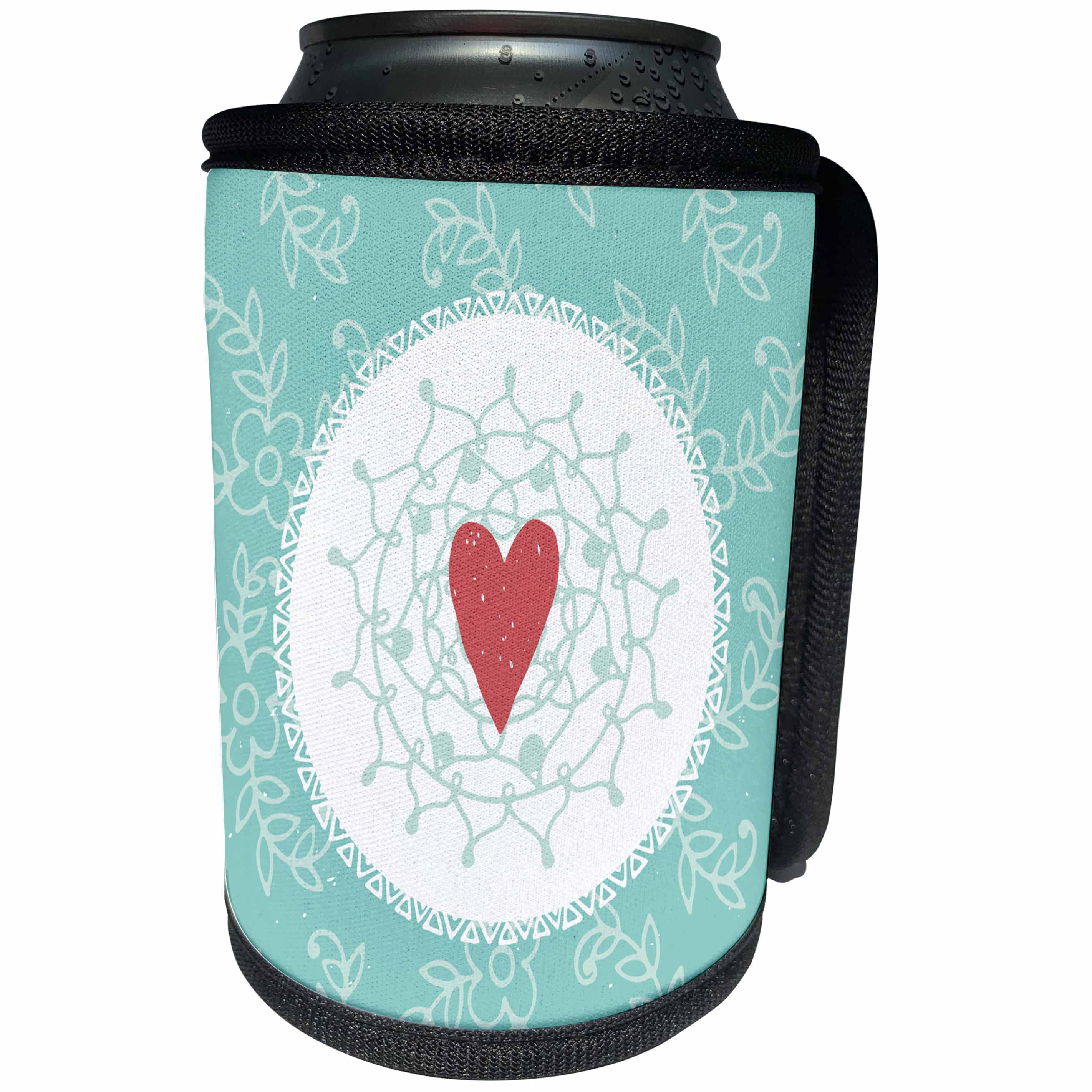 3dRose Uta Naumann Sayings and Typography - Valentines Day Love Illustration - Love Mandala Pattern - Can Cooler Bottle Wrap (cc_275408)
