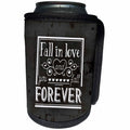 3dRose Uta Naumann Sayings and Typography - Chalkboard Valentines Day Love Typography - Fall In Love Forever - Can Cooler Bottle Wrap (cc_275416)