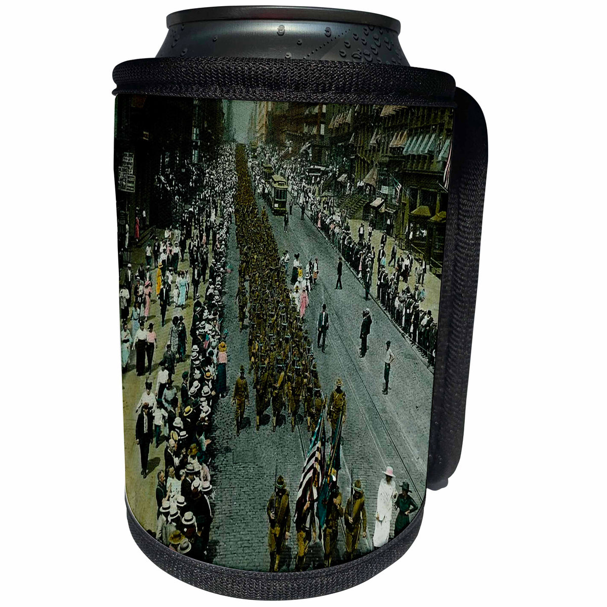 3dRose Scenes from the Past Magic Lantern Slide - New York City Parade WWI 1918 - Can Cooler Bottle Wrap (cc_27555)