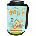 3dRose Uta Naumann Sayings and Typography - Cute Baby Noahs Ark Safari Wild Animal Typography on Blue - Can Cooler Bottle Wrap (cc_275550)