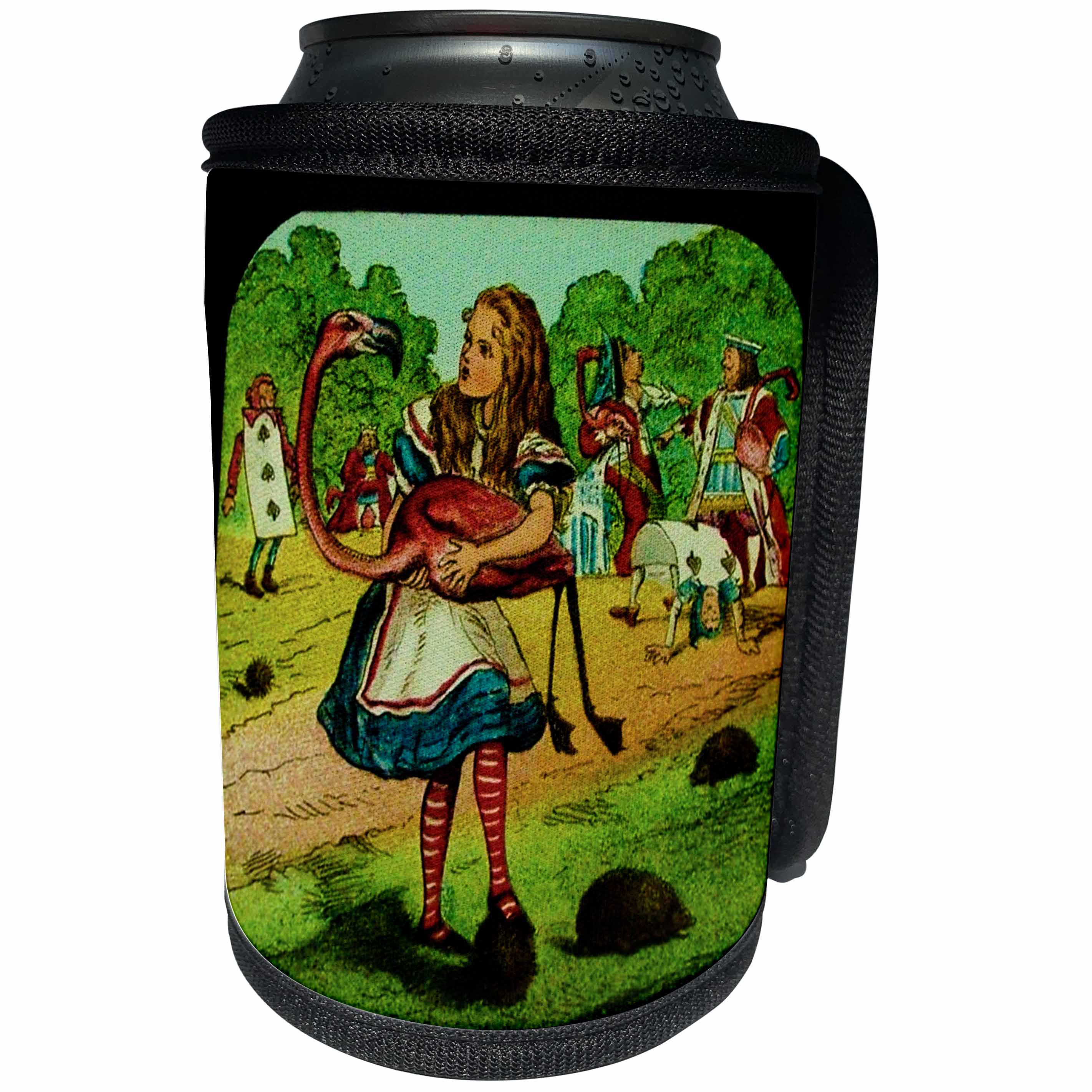 3dRose Scenes from the Past Magic Lantern Slide - Alice in Wonderland Golfing - Can Cooler Bottle Wrap (cc_27556)