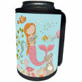 3dRose Uta Naumann Sayings and Typography - Ocean Fairy Underwater Illustration for Kids - Mermaid Bear Cat - Can Cooler Bottle Wrap (cc_275564)