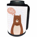 3dRose Uta Naumann Sayings and Typography - Cute Baby Wild Animal Bear Typography On Polkadots- Hello - Can Cooler Bottle Wrap (cc_275574)