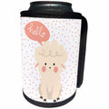 3dRose Uta Naumann Sayings and Typography - Cute Baby Wild Animal Sheep Typography On Polkadots- Hello - Can Cooler Bottle Wrap (cc_275578)