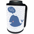 3dRose Uta Naumann Sayings and Typography - Cute Baby Wild Animal Blue Whale Fish Typography On Polkadots- Hello - Can Cooler Bottle Wrap (cc_275579)