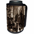 3dRose Scenes from the Past Stereoview Card - Thomas Edison in His Lab Antiqued Tone - Can Cooler Bottle Wrap (cc_27562)