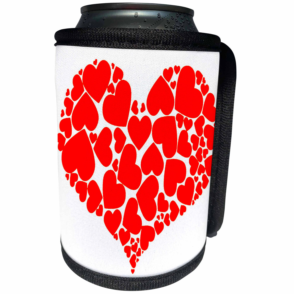 3dRose Taiche - Vector - Valentines Day Hearts Red - A Heart Full Of Love Red Valentine Hearts Within A Heart - Can Cooler Bottle Wrap (cc_275624)