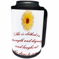 3dRose Taiche - Typography - Inspirational Quote - She Is Clothed With Strength And Dignity Proverbs 31 verse 25 - Can Cooler Bottle Wrap (cc_275627)