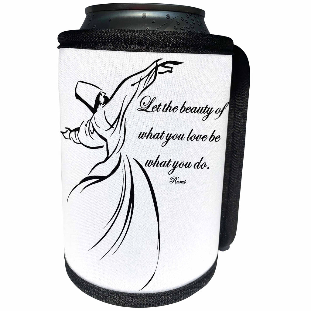 3dRose Taiche - Typography - Inspirational Quote - Let The Beauty Of What You Love Be What You Do - White Background - Can Cooler Bottle Wrap (cc_275628)
