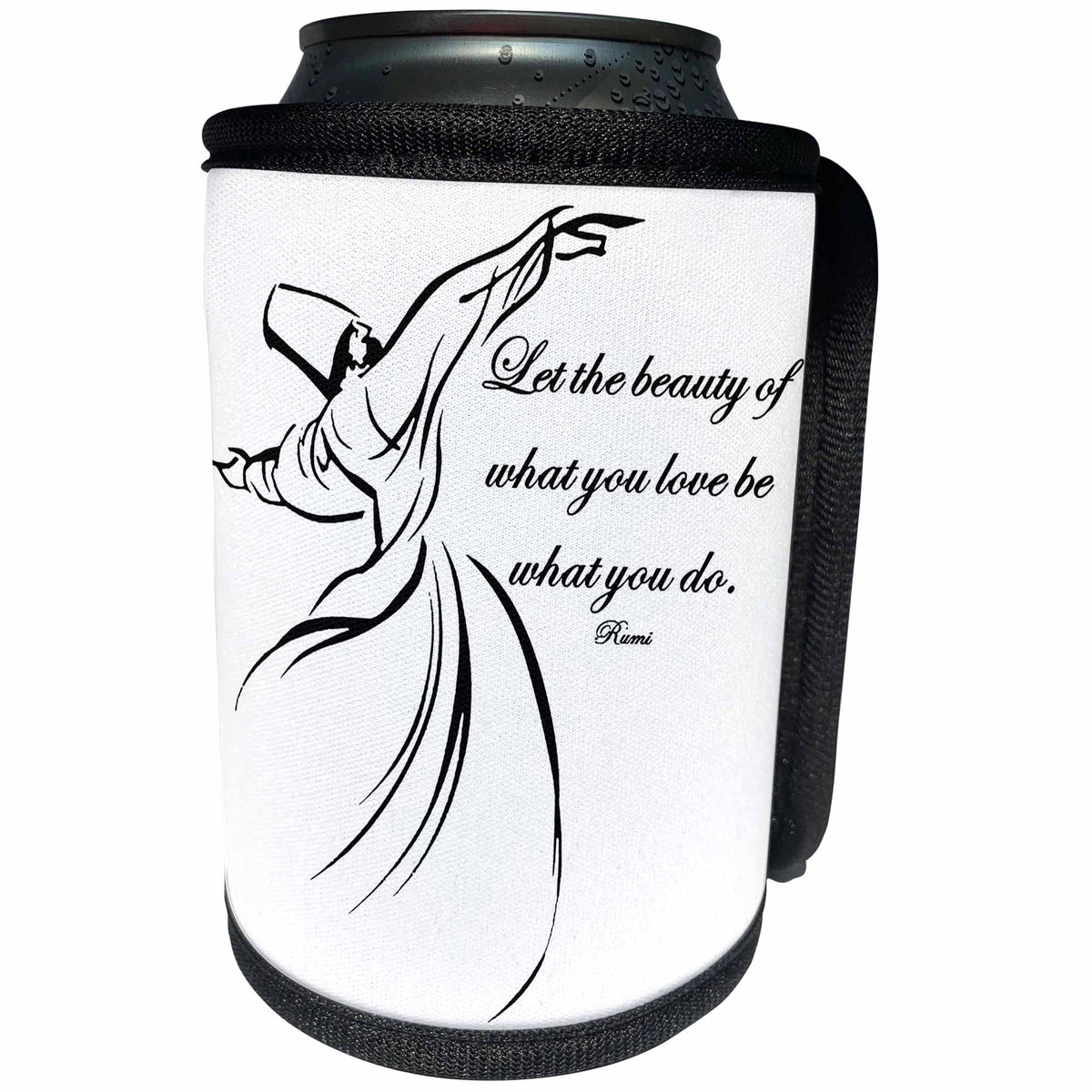 3dRose Taiche - Typography - Inspirational Quote - Let The Beauty Of What You Love Be What You Do - White Background - Can Cooler Bottle Wrap (cc_275628)