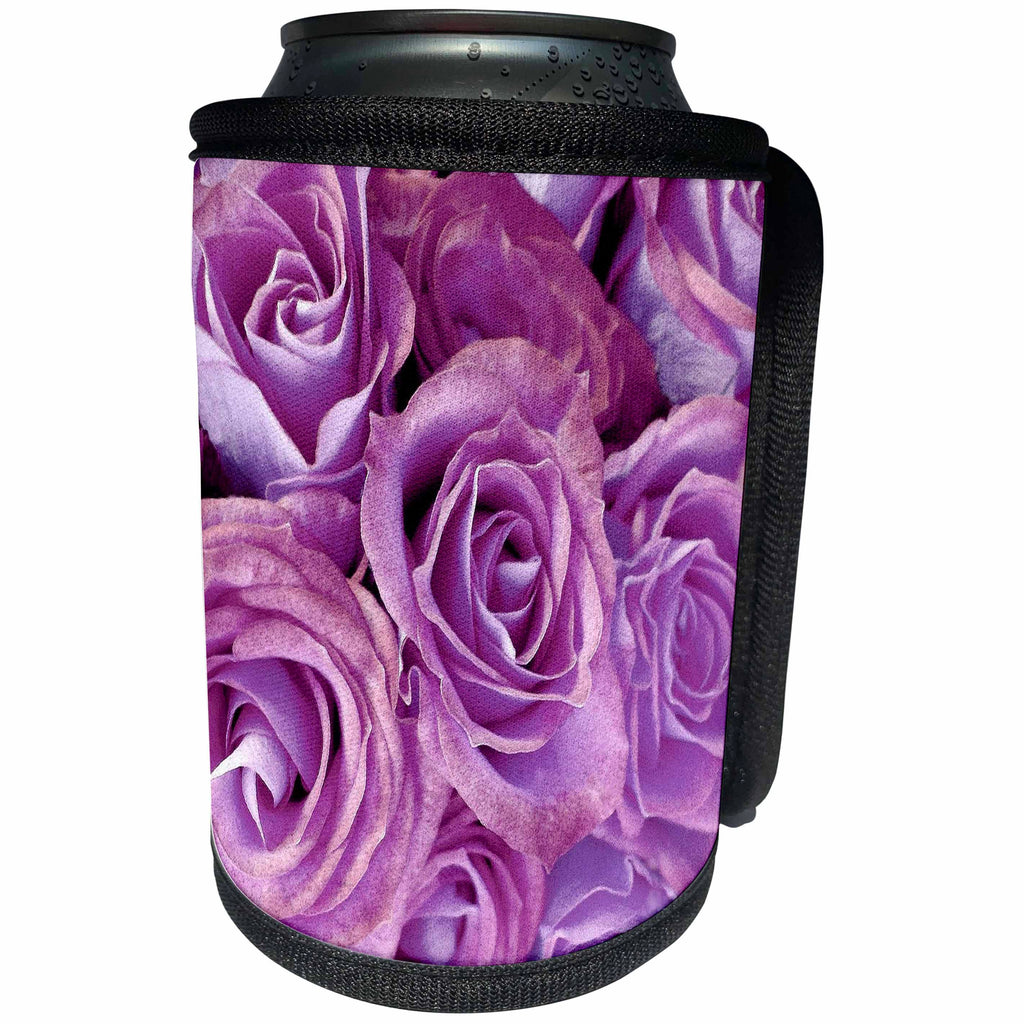 3dRose JaclinArt Garden Nature Florals Flowers Roses Bouquet Wedding - Dreamy purple roses bouquet - Can Cooler Bottle Wrap (cc_27563)