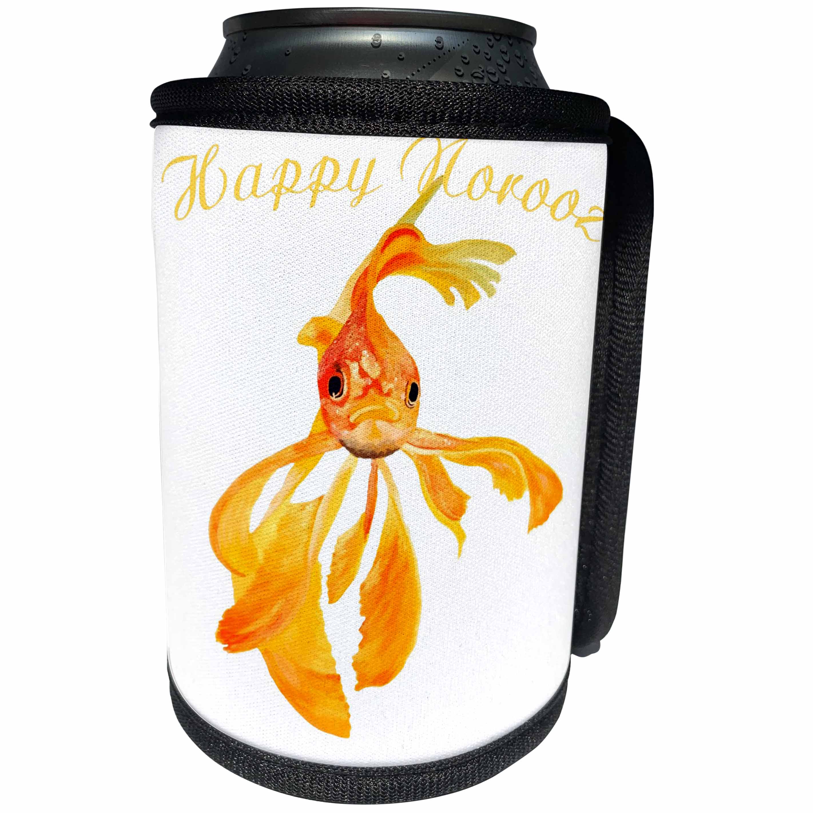 3dRose Taiche - Greeting Card - Happy Norooz - Happy Norooz Persian New Year Goldfish Isolated - Can Cooler Bottle Wrap (cc_275637)