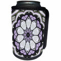 3dRose Taiche - New Media Art - Kaleidoscope - Image of Ultra Violet Silver and Lilac Abstract Floral Pattern - Can Cooler Bottle Wrap (cc_275644)