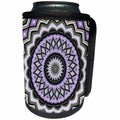 3dRose Taiche - New Media Art - Kaleidoscope - Image of Ultra Violet Silver and Lilac Abstract Geo Pattern - Can Cooler Bottle Wrap (cc_275645)