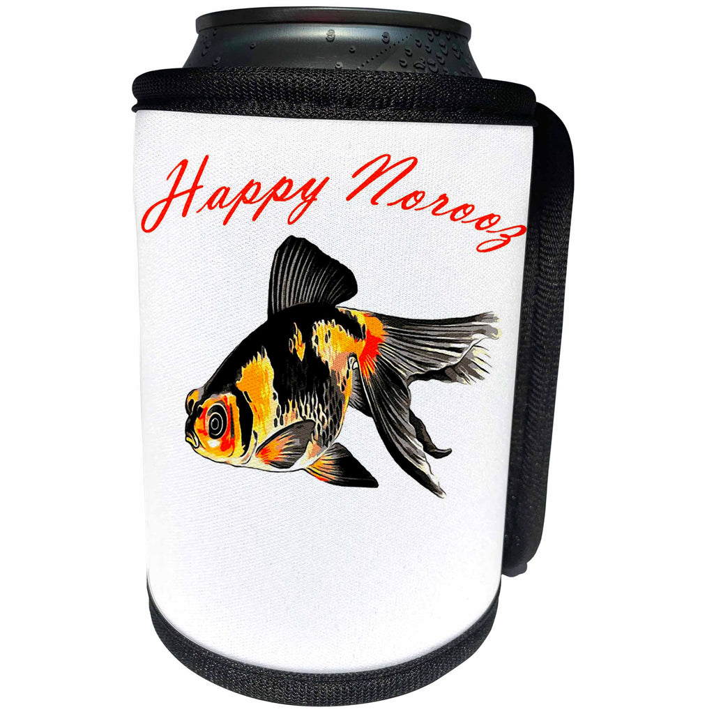 3dRose Taiche - Greeting Card - Happy Norooz - Happy Norooz Demekin Goldfish Persian New Year - Can Cooler Bottle Wrap (cc_275650)
