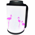 3dRose Taiche - Vector - Flamingos - We Are The Three Flamingoes Silhouette In Pink - Can Cooler Bottle Wrap (cc_275654)