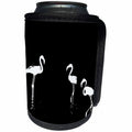 3dRose Taiche - Vector - Flamingos - We Are The Three Flamingoes Silhouette In White - Can Cooler Bottle Wrap (cc_275655)