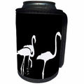 3dRose Taiche - Vector - Flamingos - Three Flamingos Watercolor Silhouette In White - Can Cooler Bottle Wrap (cc_275659)